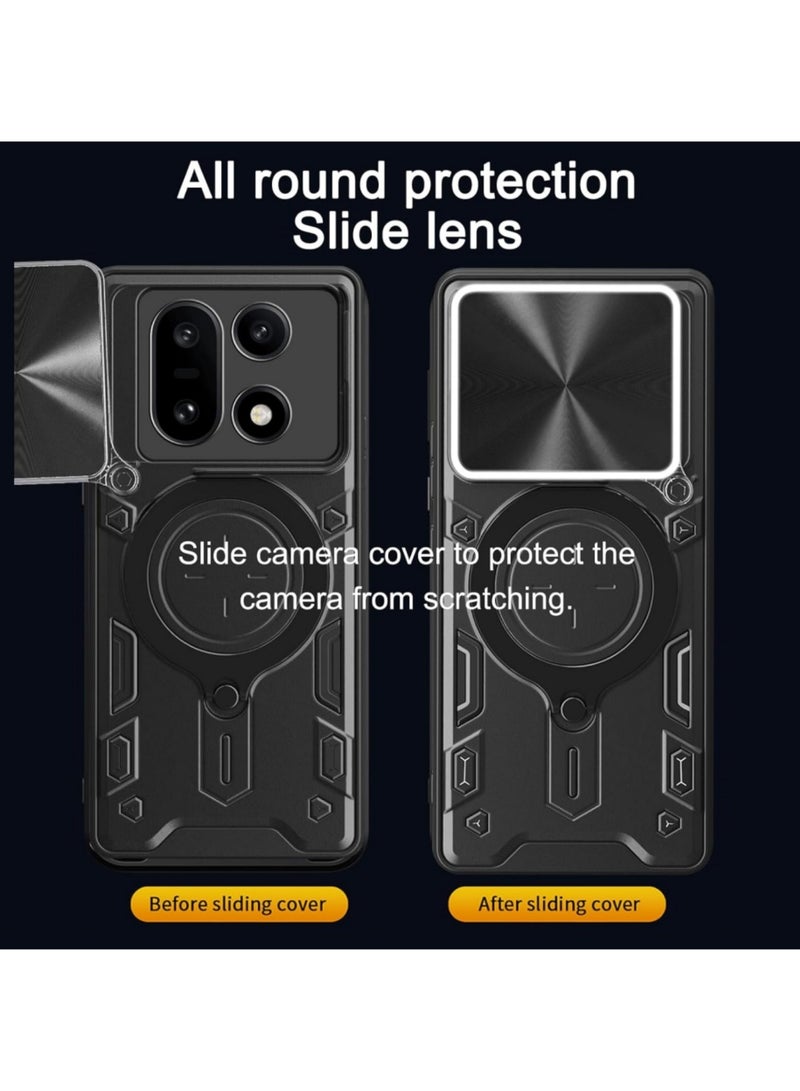 Adando [1+2] Case for OnePlus 15 5G with 2 Tempered Glass Screen Protector, Slide Camera Cover and Stand Kickstand Ring with Tempered, Corner Protection Anti-Scratch Shock Absorption Rugged Bumper Cover (Black) - Image 2