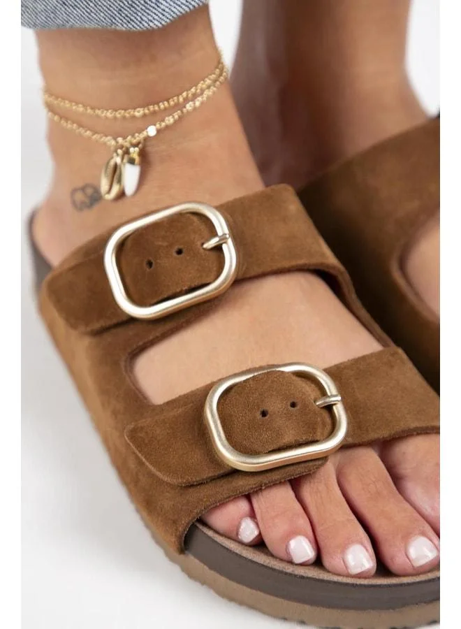 Manijero  Jazmin Women's Genuine Leather Double Buckle Slide Sandal. for Women | Best Price UAE