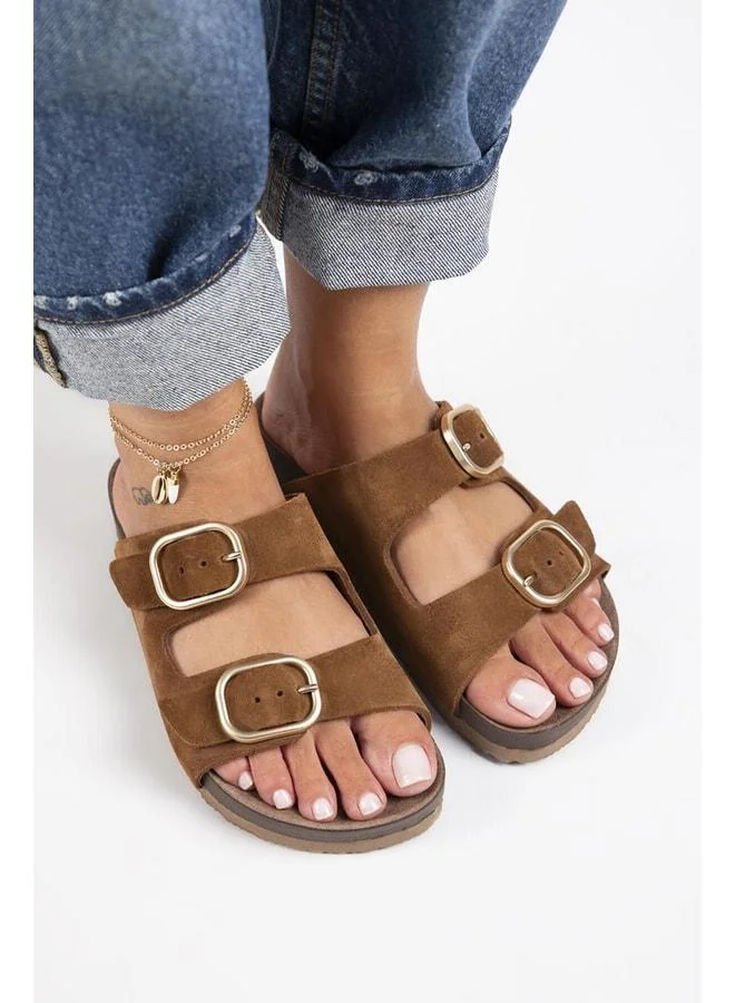 Manijero  Jazmin Women's Genuine Leather Double Buckle Slide Sandal. for Women | Best Price UAE