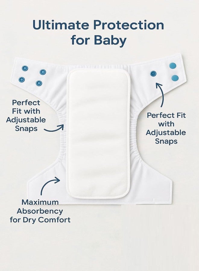 Kritiu Reusable Leakage-proof NewBorn cotton cloth diapers for babies, high absorbent 5 reusable diaper 3 insert pad combo pack washable cloth diaper free size 3-15kg baby adjustable - Image 5
