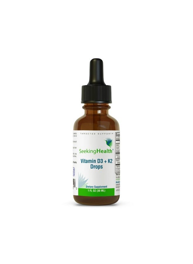 Seeking Health Seeking Health Vitamin D3 + K2 Drops - Liquid Vitamin D & K Supports Immune System Function & Bone Health - Aids Calcium Absorption - Aids Healthy Blood Flow & Circulation - 1 oz  - Image 1