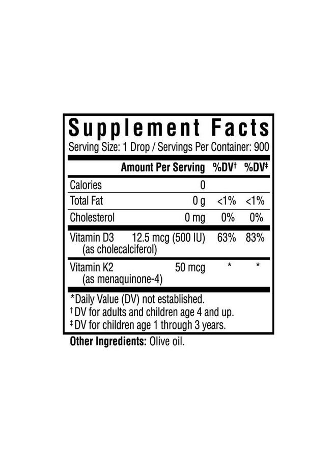 Seeking Health Seeking Health Vitamin D3 + K2 Drops - Liquid Vitamin D & K Supports Immune System Function & Bone Health - Aids Calcium Absorption - Aids Healthy Blood Flow & Circulation - 1 oz  - Image 2