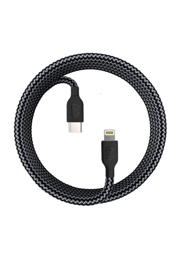 Smart Gate Cable braided USB-C to Lightning Fast, Shielded 1m Black - Image 2