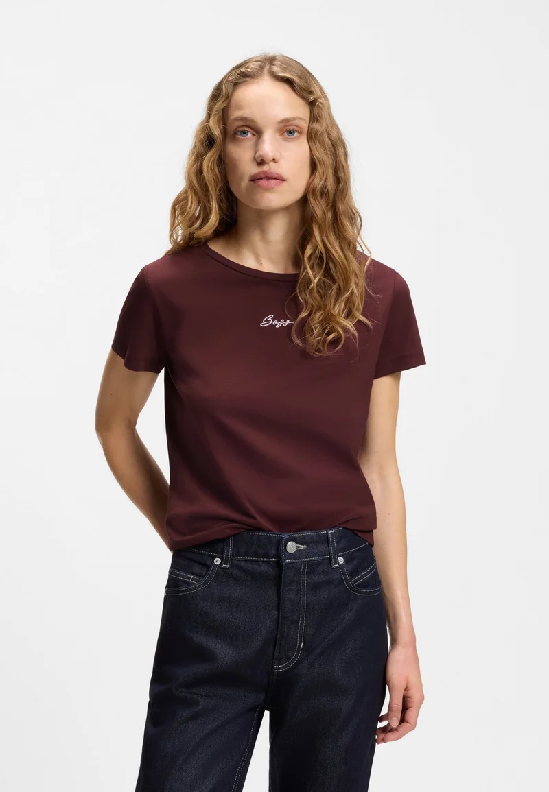 BOSS Slim-fit T-shirt in cotton with embroidered logo