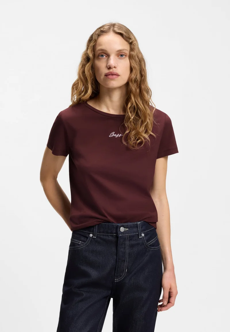 BOSS Slim-fit T-shirt in cotton with embroidered logo