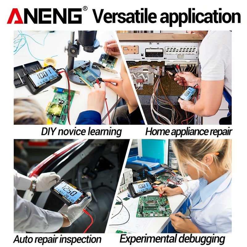 ANENG 613 4000 Count Digital Multimeter with PT1005 Test Probe Red AC DC Voltage Current Resistance Capacitance Frequency Diode Continuity Buzzer Professional Measuring Tool for Electrician Maintenance - Image 1