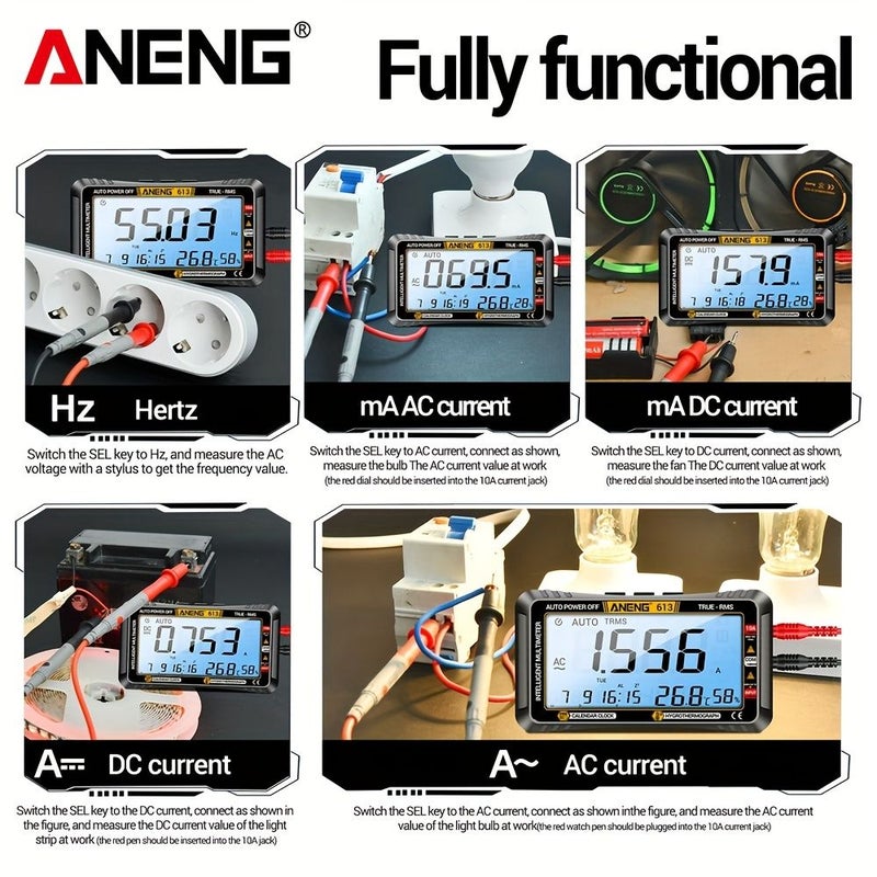 ANENG 613 4000 Count Digital Multimeter with PT1005 Test Probe Red AC DC Voltage Current Resistance Capacitance Frequency Diode Continuity Buzzer Professional Measuring Tool for Electrician Maintenance - Image 4