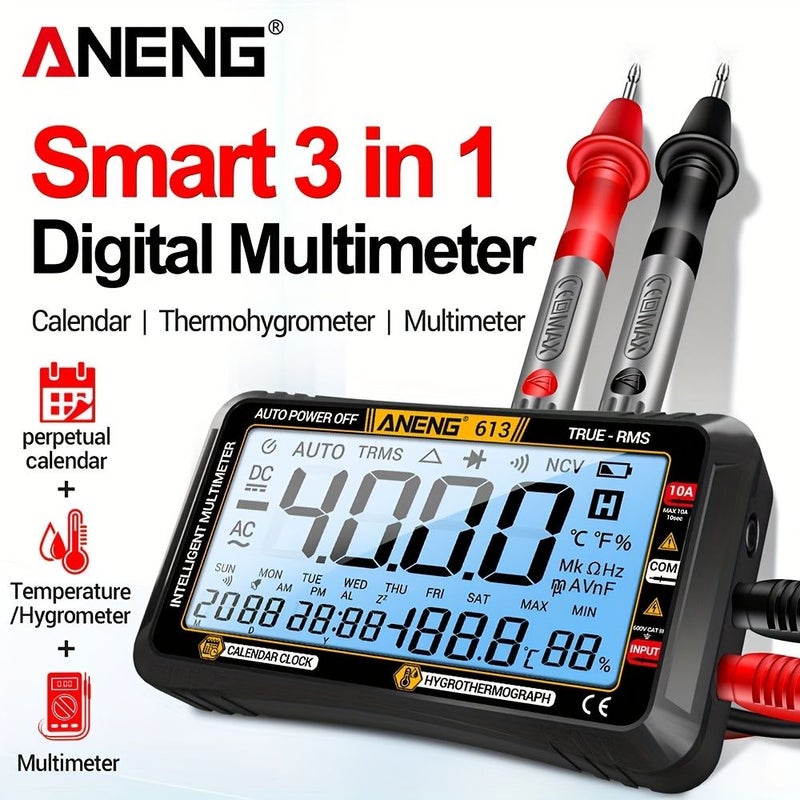 ANENG 613 4000 Count Digital Multimeter with PT1005 Test Probe Red AC DC Voltage Current Resistance Capacitance Frequency Diode Continuity Buzzer Professional Measuring Tool for Electrician Maintenance - Image 5