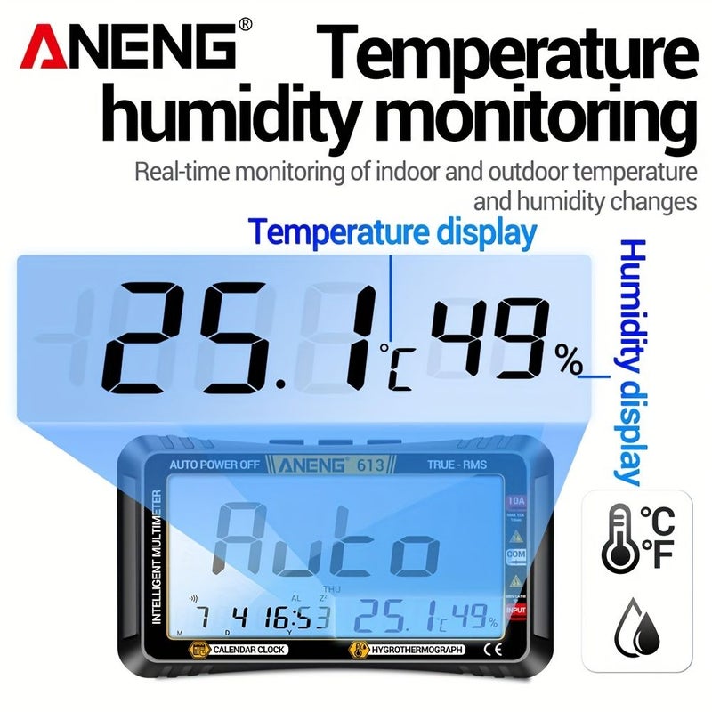 ANENG 613 4000 Count Digital Multimeter with PT1005 Test Probe Red AC DC Voltage Current Resistance Capacitance Frequency Diode Continuity Buzzer Professional Measuring Tool for Electrician Maintenance - Image 3