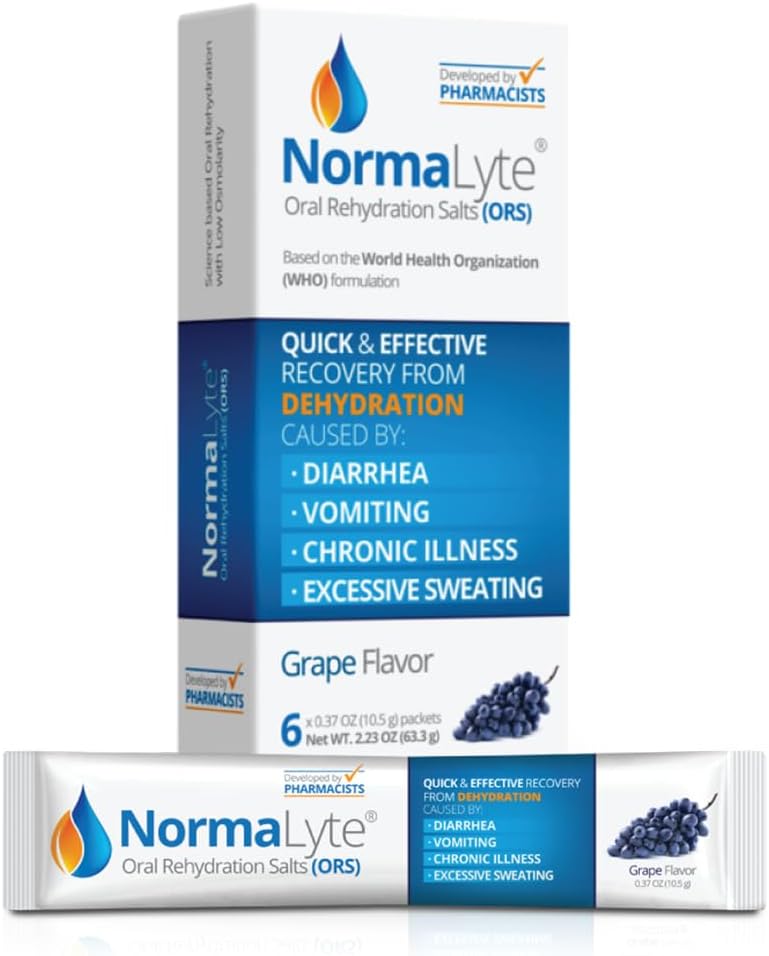 NormaLyte POTS Syndrome Dietary Management  WHO Formula Oral Rehydration Salts Grape  6Pack Electrolyte Drink Mix Potassium Supplement Vegan  PreservativeFree - Image 1
