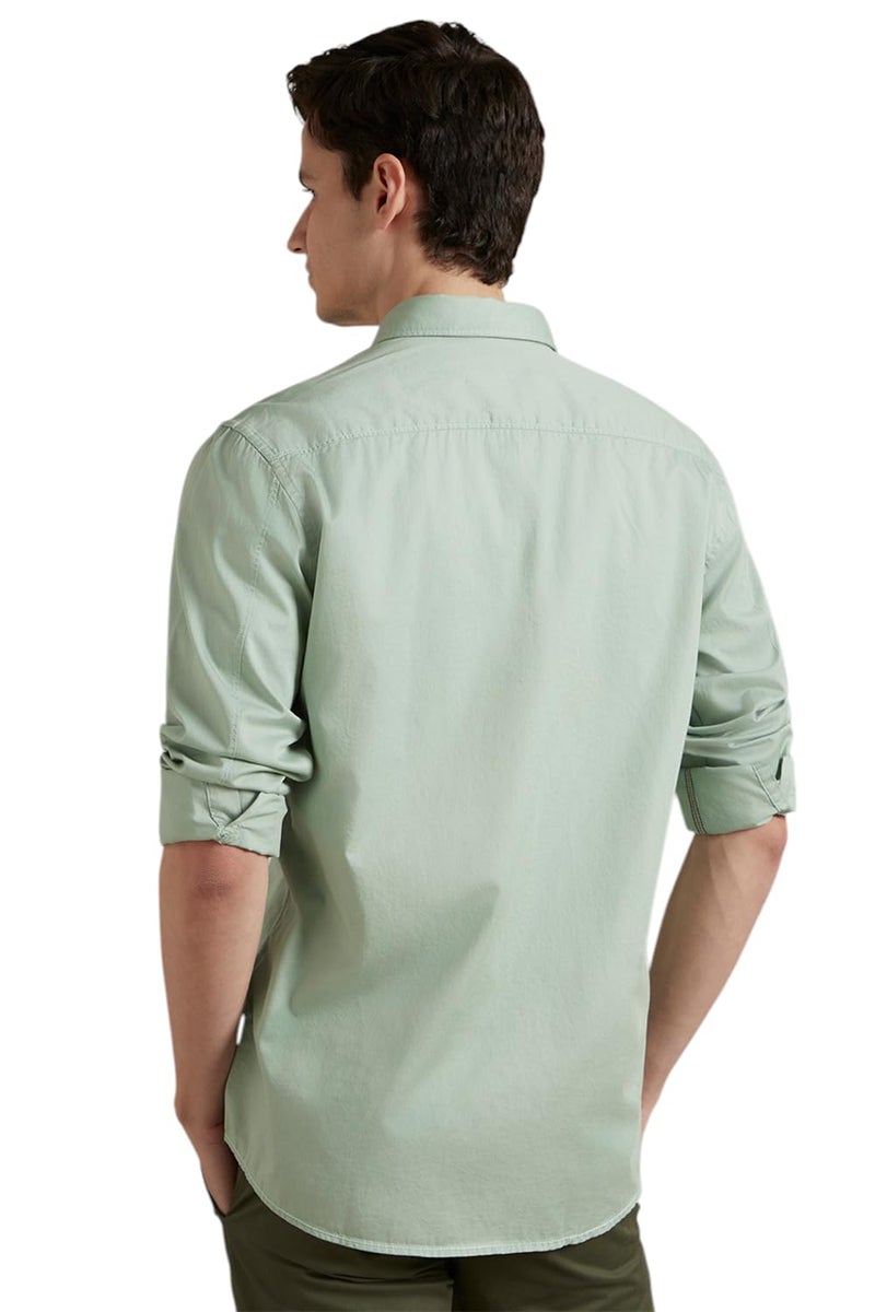 LOUIS PHILIPPE قميص رجالي من قطن لويس فيليب بقصة ضيقة (LRSFCSLP900579_Green, 40) - Image 3