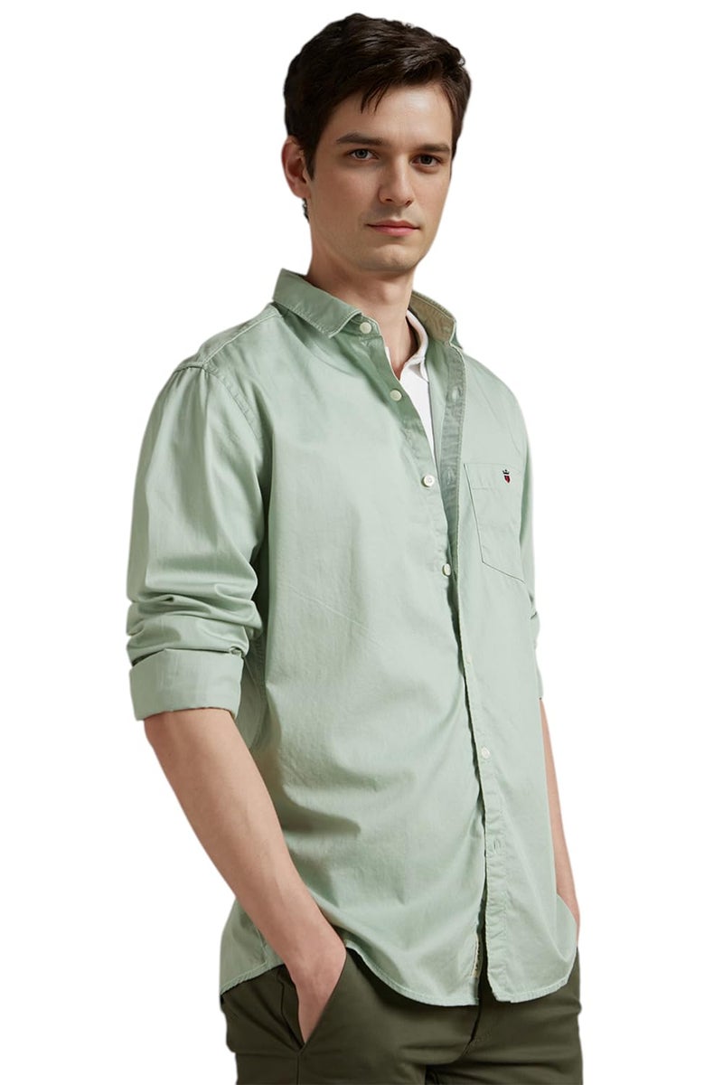 LOUIS PHILIPPE قميص رجالي من قطن لويس فيليب بقصة ضيقة (LRSFCSLP900579_Green, 40) - Image 2