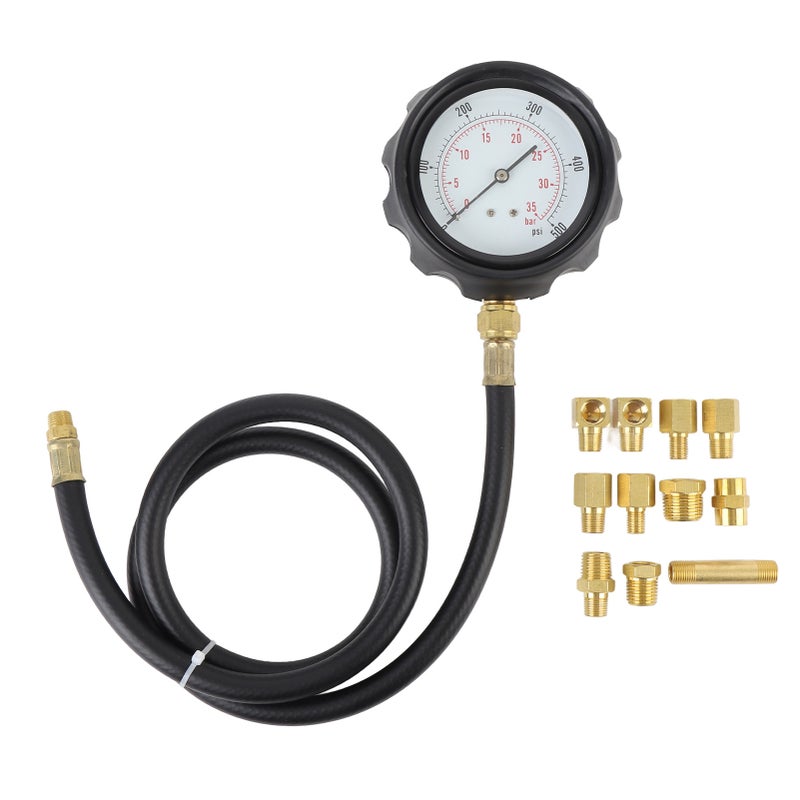 12Pcs Engine Oil Pressure Gauge 0 to 500psi Transmission Fluid Tester Tool Kit Automatic Gearbox Pressure Meter with Hose and Adapters - Image 2