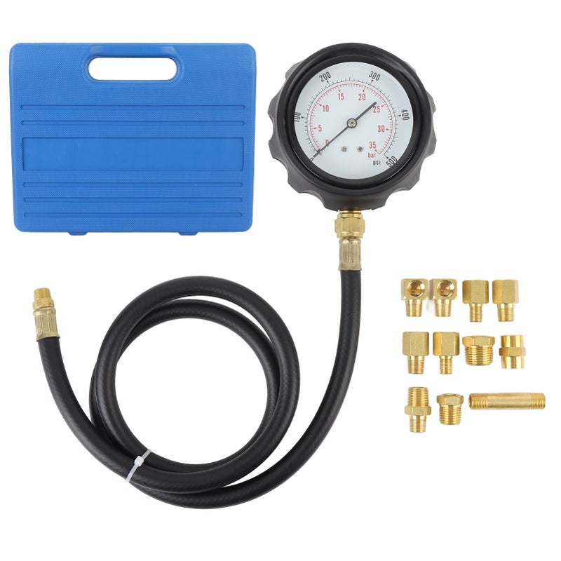 12Pcs Engine Oil Pressure Gauge 0 to 500psi Transmission Fluid Tester Tool Kit Automatic Gearbox Pressure Meter with Hose and Adapters - Image 1