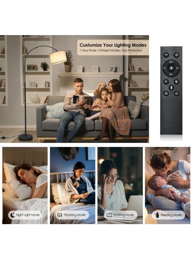 Tiokkss Floor Lamp with Remote Control & APP, Modern Floor Lamp with Bulb,Tall Lamp for Living Room with Hanging Drum Shade and Weighted Base 12 Watt 96V~240V 8-15m Metal - Image 5
