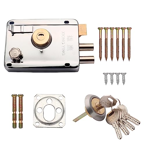 Sipery Door Lock Sets Stainless Steel Cylinder Door Rim Lock with Key 4.72x3.35inch Exterior Door Lock Set with Deadbolt Left/Right Handed Security Lock - Image 4