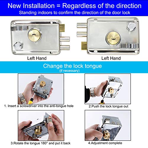 Sipery Door Lock Sets Stainless Steel Cylinder Door Rim Lock with Key 4.72x3.35inch Exterior Door Lock Set with Deadbolt Left/Right Handed Security Lock - Image 5