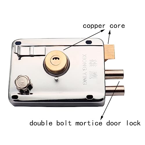 Sipery Door Lock Sets Stainless Steel Cylinder Door Rim Lock with Key 4.72x3.35inch Exterior Door Lock Set with Deadbolt Left/Right Handed Security Lock - Image 2