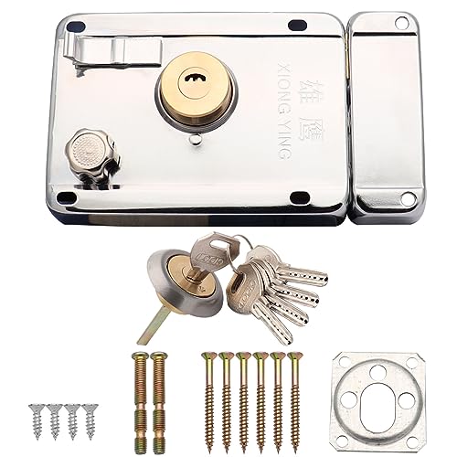 Sipery Door Lock Sets Stainless Steel Cylinder Door Rim Lock with Key 4.72x3.35inch Exterior Door Lock Set with Deadbolt Left/Right Handed Security Lock - Image 1