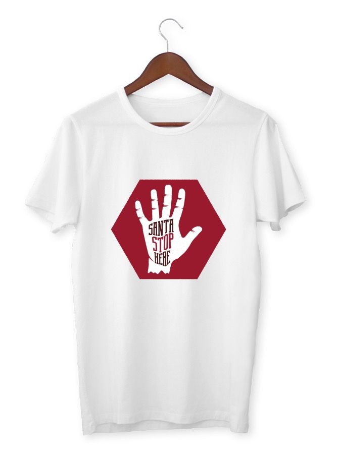 LOUD UNIVERSE Mens Soft T-Shirt Printed Santa Stop Here - Image 2