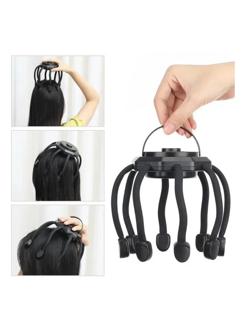 جهاز تدليك فروة الرأس مع 8 وصلات تهتز، مدلك فروة الرأس قابل لاعادة الشحن، مدلك راس محمول لتخفيف الالم والقلق واسترخاء التوتر والاسترخاء والنوم العميق - Image 2