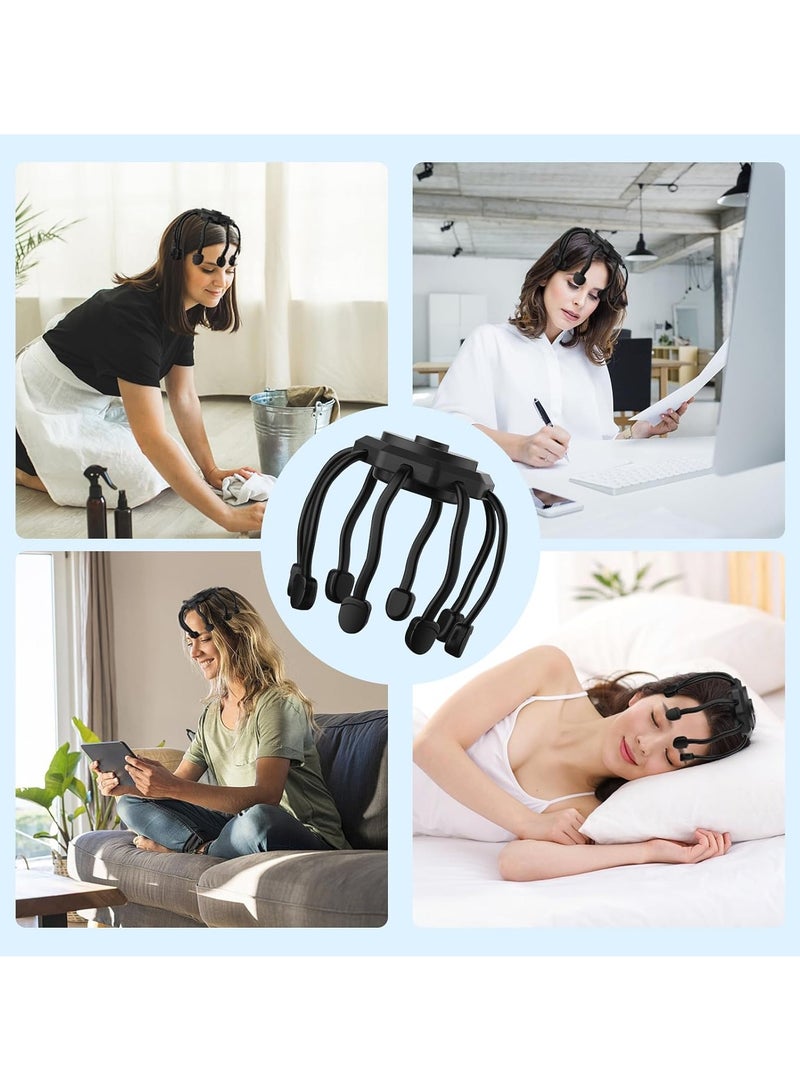 جهاز تدليك فروة الرأس مع 8 وصلات تهتز، مدلك فروة الرأس قابل لاعادة الشحن، مدلك راس محمول لتخفيف الالم والقلق واسترخاء التوتر والاسترخاء والنوم العميق - Image 5