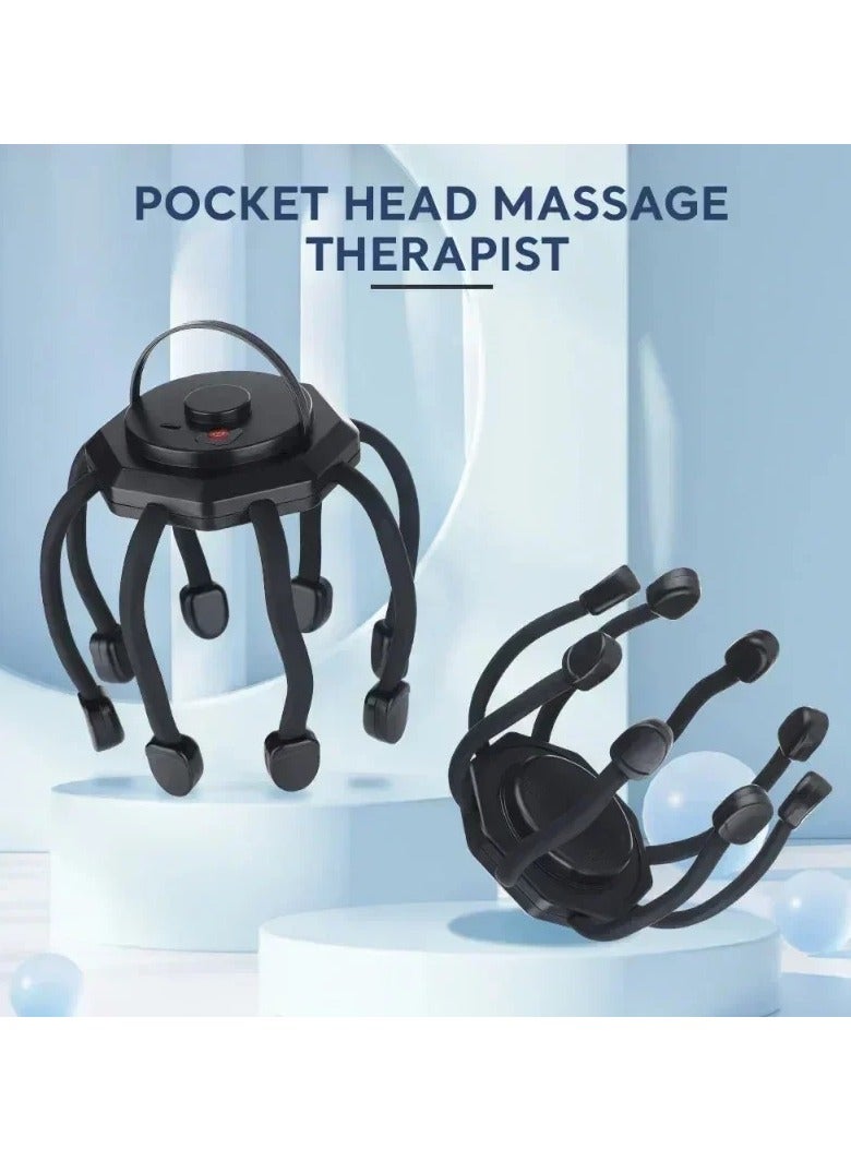 جهاز تدليك فروة الرأس مع 8 وصلات تهتز، مدلك فروة الرأس قابل لاعادة الشحن، مدلك راس محمول لتخفيف الالم والقلق واسترخاء التوتر والاسترخاء والنوم العميق - Image 4