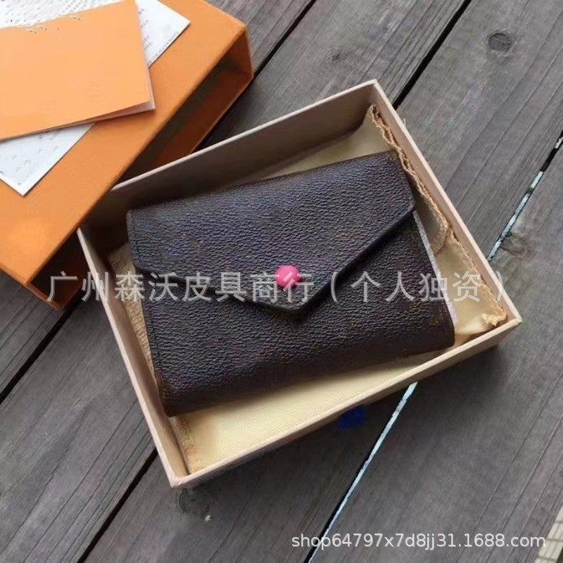 Ladies Classic Monogram Short Zip Wallet M62360 Rose Red