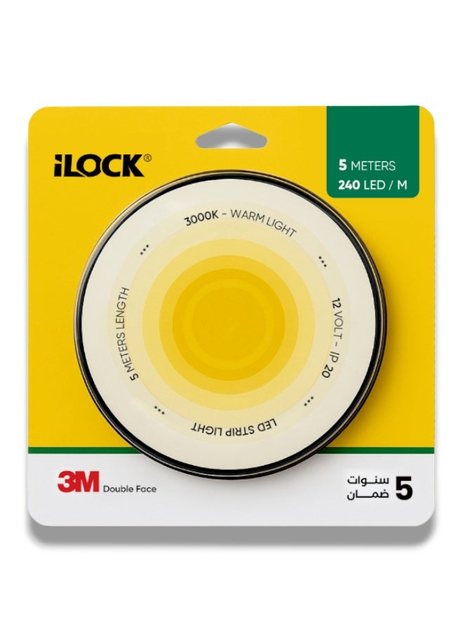 iLOCK LED Strip Light: Bright & Efficient Warm Illumination 100% Original (3000K, 240 LED/M) - Image 1