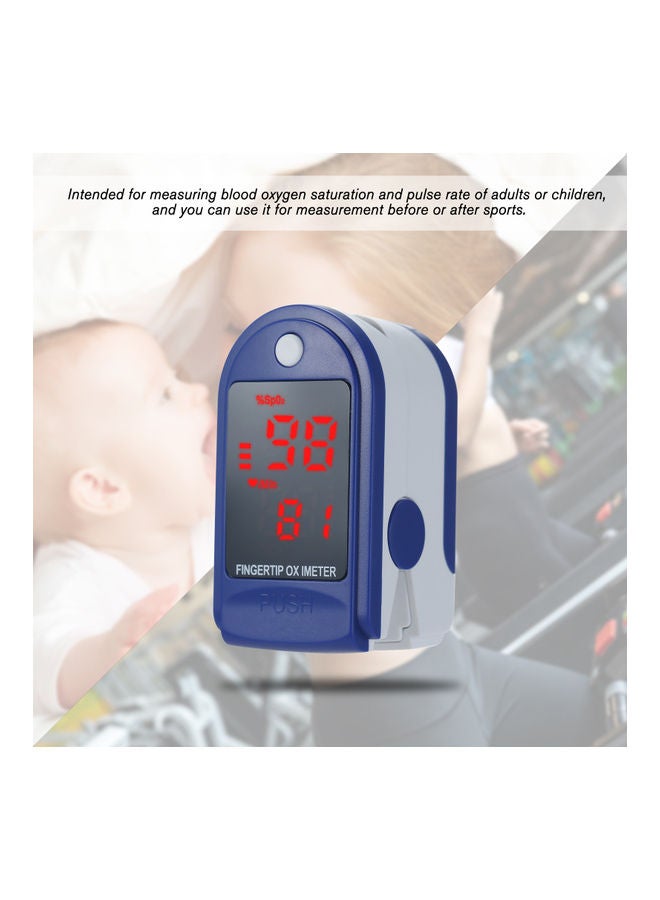 NIBEMINENT Mini Fingertip Pulse Oximeter Rate Blood Oxygen Saturation Monitor Clear OLED Display Lanyard Silicon Case for Home Use, Blue With Transparent Silicone - Image 4