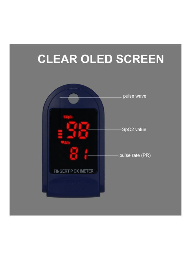 NIBEMINENT Mini Fingertip Pulse Oximeter Rate Blood Oxygen Saturation Monitor Clear OLED Display Lanyard Silicon Case for Home Use, Blue With Transparent Silicone - Image 2