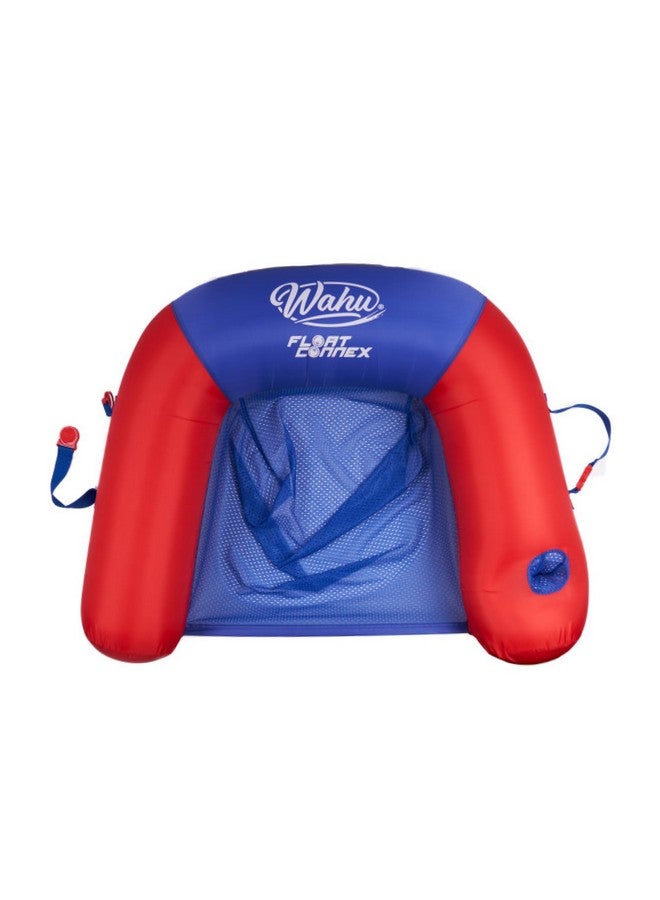 Wahu Float Connex Aqua Pool Seat With Connex Clips Cupholder And Inflate Valve Inflatable Pool Float Chair For Adults And Kids Ages 8+ Blue/Red - Image 1