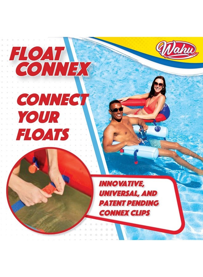 Wahu Float Connex Aqua Pool Seat With Connex Clips Cupholder And Inflate Valve Inflatable Pool Float Chair For Adults And Kids Ages 8+ Blue/Red - Image 4