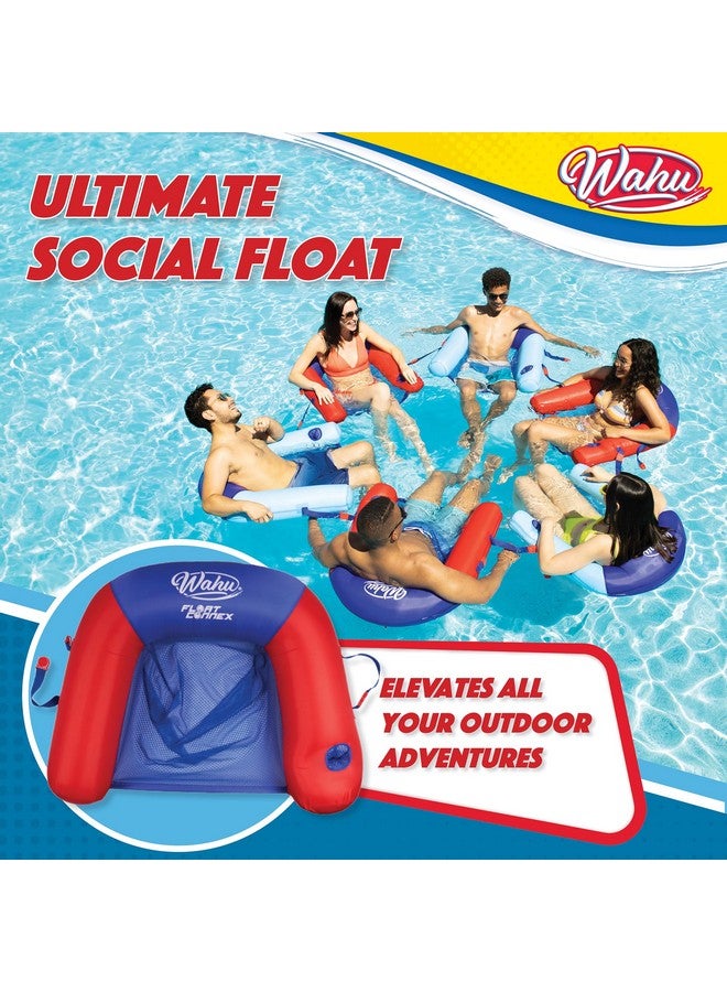 Wahu Float Connex Aqua Pool Seat With Connex Clips Cupholder And Inflate Valve Inflatable Pool Float Chair For Adults And Kids Ages 8+ Blue/Red - Image 3