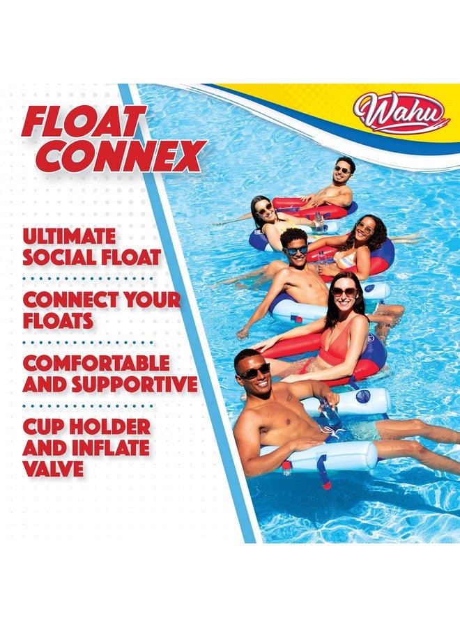 Wahu Float Connex Aqua Pool Seat With Connex Clips Cupholder And Inflate Valve Inflatable Pool Float Chair For Adults And Kids Ages 8+ Blue/Red - Image 2