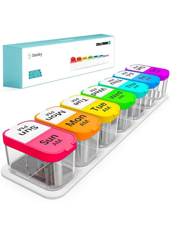 Daviky Extra Large Weekly Pill Organizer, XL Pill Box 2 Times a Day, 7 Day Am Pm Medicine Pill Organizer for Supplements, Big Daily Pill Case Holder with Oversized Container for All Your Vitamins - Image 1