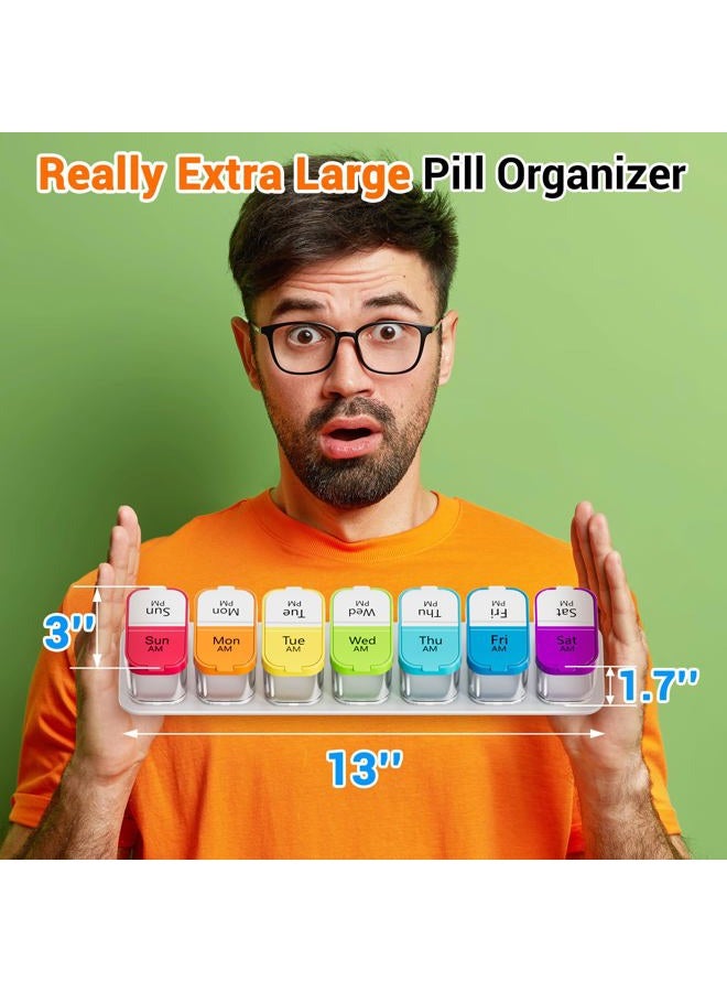 Daviky Extra Large Weekly Pill Organizer, XL Pill Box 2 Times a Day, 7 Day Am Pm Medicine Pill Organizer for Supplements, Big Daily Pill Case Holder with Oversized Container for All Your Vitamins - Image 2
