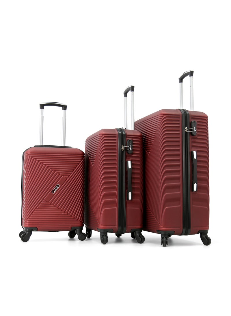 MELIFE Melife Hardside Luggage Trolley Bag 3-Piece set,Maroon (S-20",M-24",L-28" ) - Image 1
