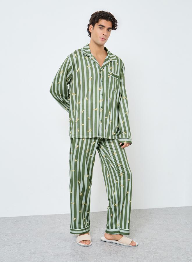 Styli Men Striped Oversized Shirt and Pyjama Set - Image 2