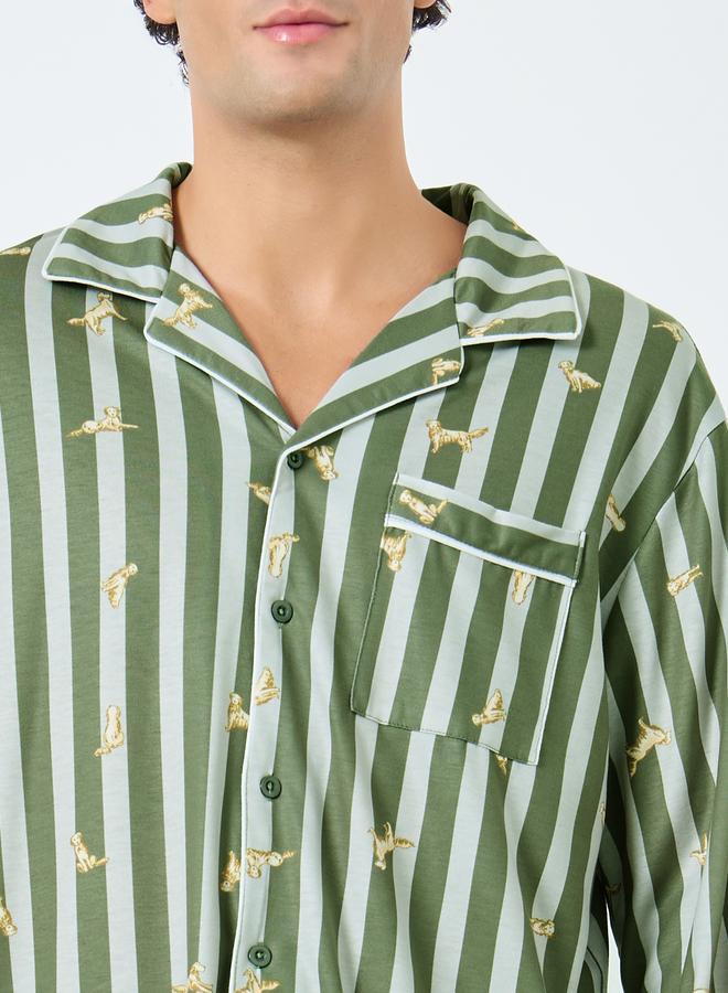Styli Men Striped Oversized Shirt and Pyjama Set - Image 4