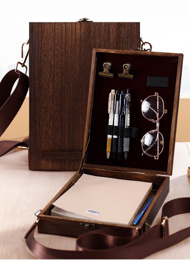 Garlo - Art Messenger Wood Box, Vintage Portable Wooden Handmade Crossbody Postman Bag, Multifunctional Tabletop Easel Storage Case for Drawing & Sketching - Image 1