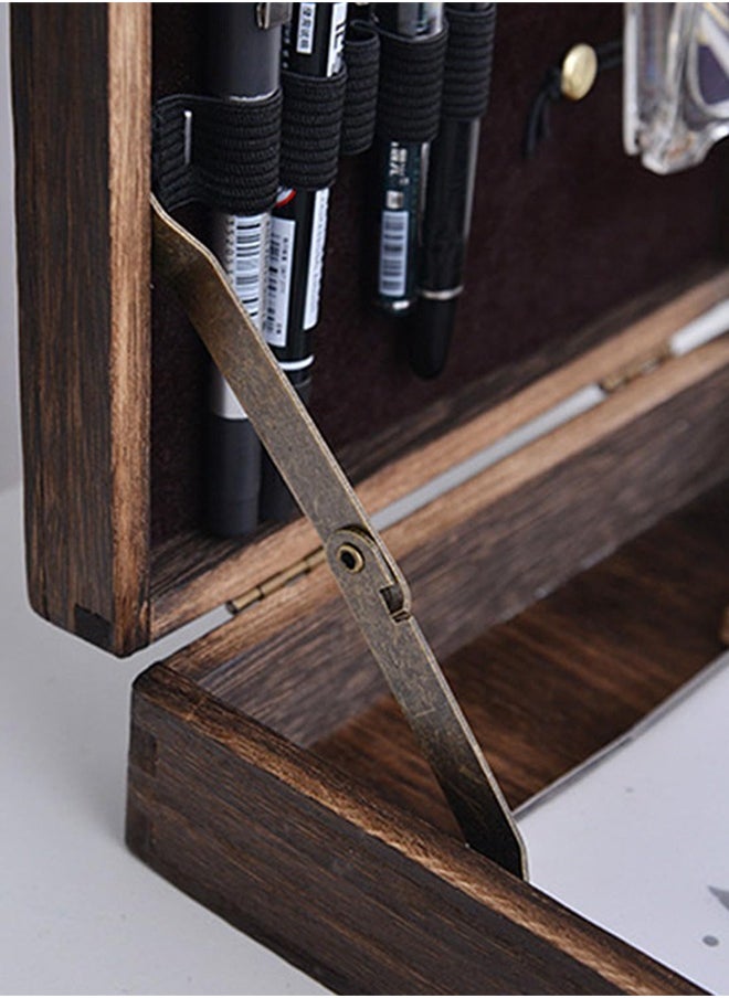 Garlo - Art Messenger Wood Box, Vintage Portable Wooden Handmade Crossbody Postman Bag, Multifunctional Tabletop Easel Storage Case for Drawing & Sketching - Image 1