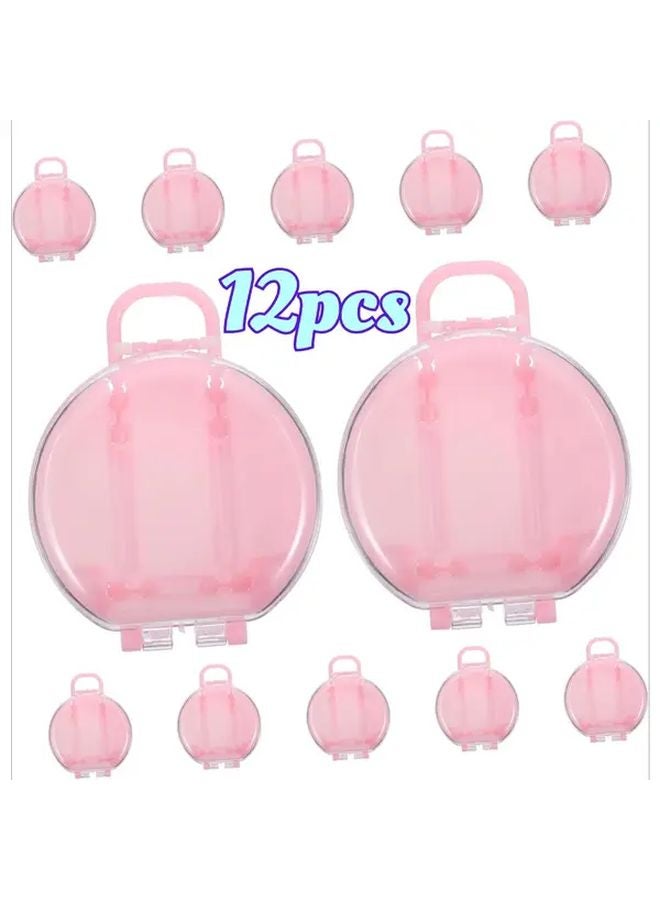 12pcs Pastel Pink Mini Luggage Candy Boxes With Round Flip Top Lids - Image 1