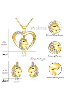 SYNSYB Unicorns Gifts for Girls,Unicorn Necklace and Earrings Set for Women Girls Pretty Jewellery With box gift for Daughter Granddaughter Niece  - Image 3