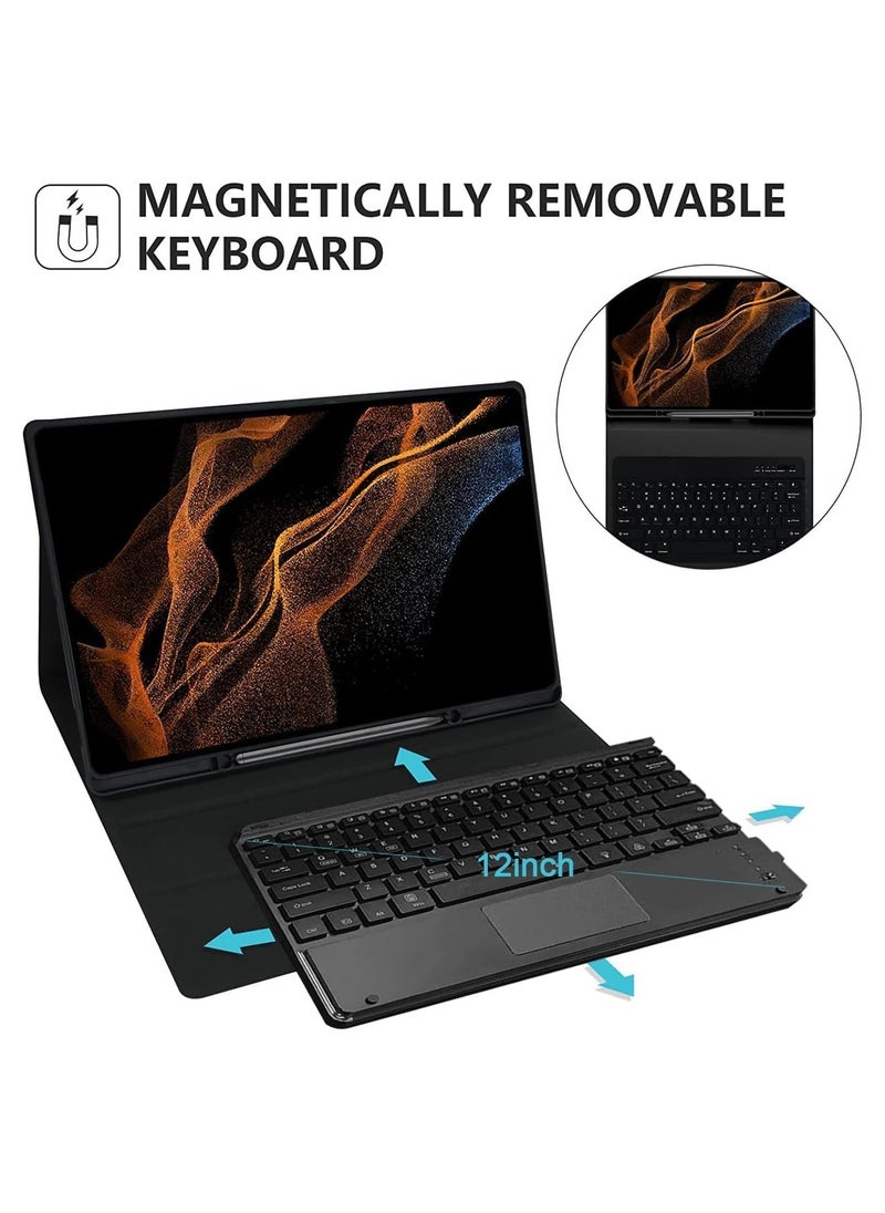 ELTRAZONE Keyboard Case for Samsung Galaxy Tab S8 Ultra 2022 14.6 Inch Tablet SM-X900/X906, Slim PU Stand Cover with S Pen Holder & Detachable Wireless Touchpad Keyboard - Image 2