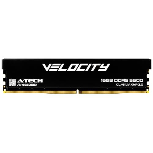 A-TECH ATech Velocity RAM 16GB DDR5 5600MHz PC544800 XMP 30 UDIMM 11V NonECC DIMM 288Pin Desktop Computer Gaming Memory AV16G5D56X - Image 1