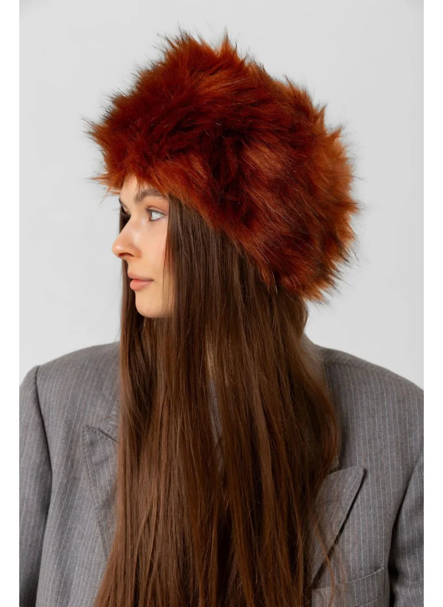 REMSA Women's Furry Kalpak Hat Rkş-13 Tile