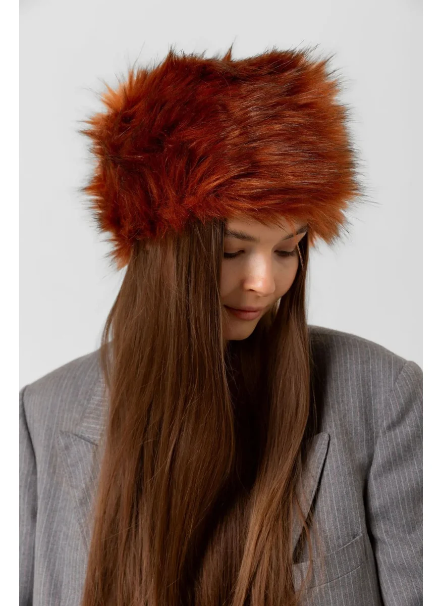 REMSA Women's Furry Kalpak Hat Rkş-13 Tile
