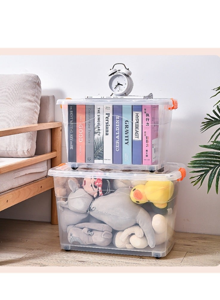 6pcs Plastic Storage Boxes, 27L Clear Stackable Containers With Lockable Lids, Clear Plastic Organizer – Transparent Box Storing Toys, Shoes, Kitchen Items, Snacks, Tools, Medicine  - Image 3