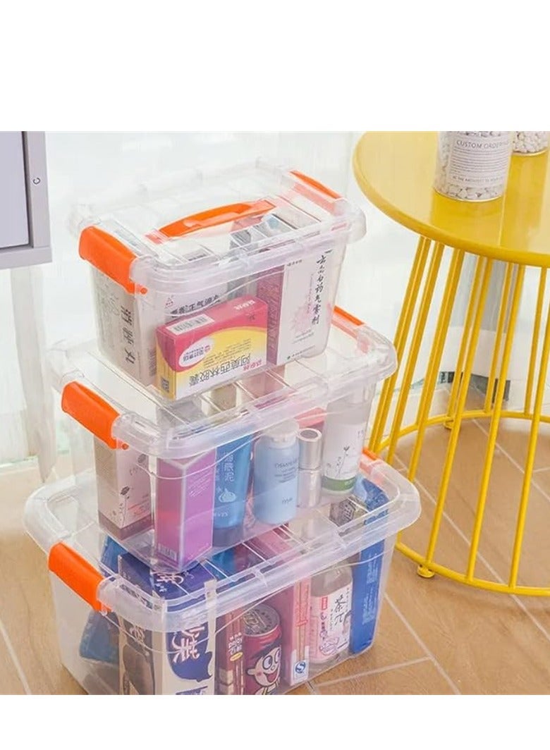 6pcs Plastic Storage Boxes, 27L Clear Stackable Containers With Lockable Lids, Clear Plastic Organizer – Transparent Box Storing Toys, Shoes, Kitchen Items, Snacks, Tools, Medicine  - Image 4